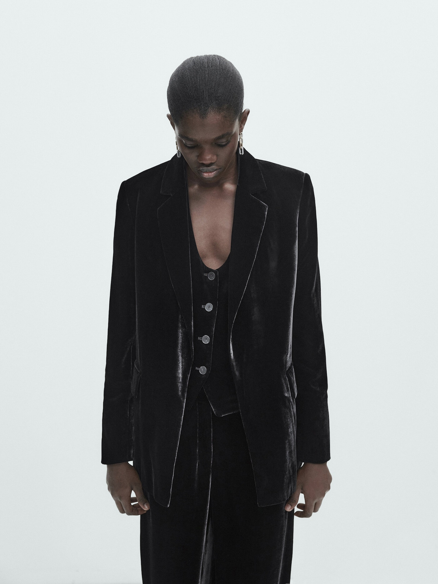 Schwarzer Samtblazer | Massimo Dutti DE