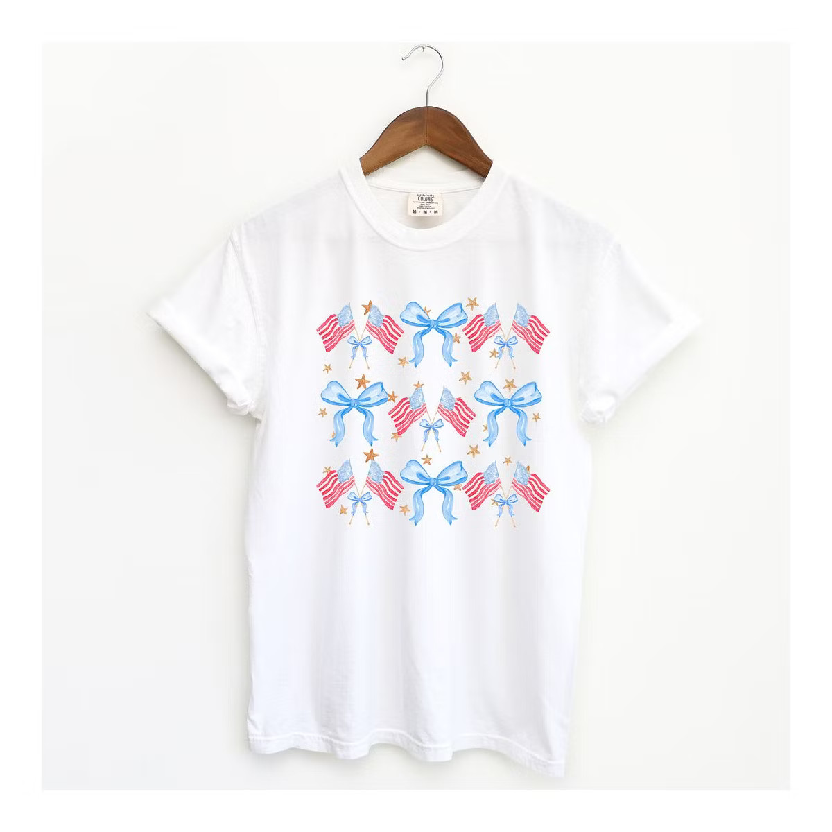 Simply Sage Market Women's Coquette Patriotic Chart Short Sleeve Garment Dyed Tee | Target