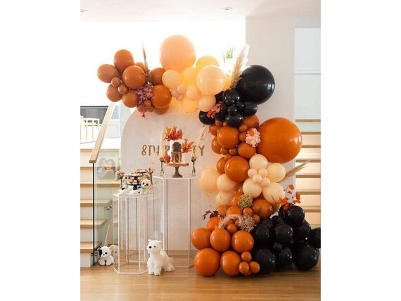 Double Stuffed Orange Apricot Black Balloon Garland Arch Kit-Orange, Apricot, Black Balloons For ... | Etsy (US)