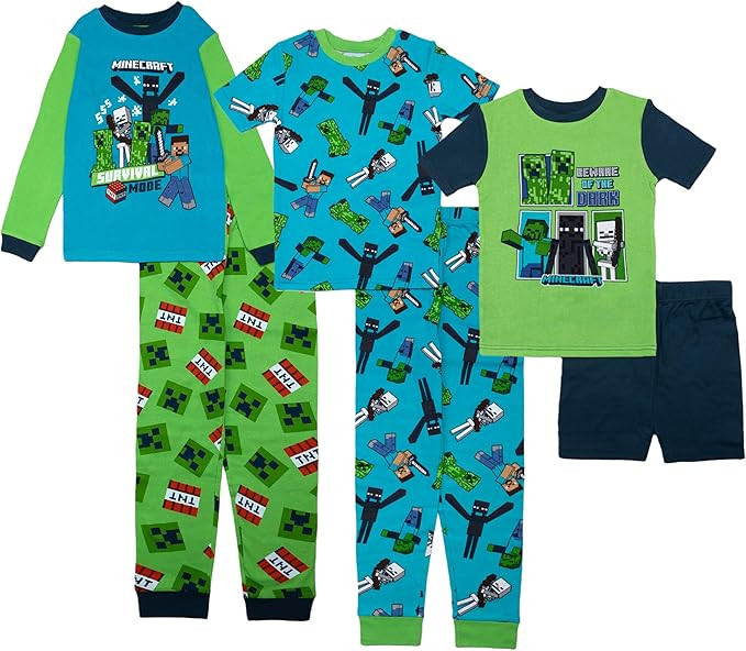 Minecraft boys 6-piece Snug-fit Cotton Pajama Set, Soft & Cute for Kids | Amazon (US)
