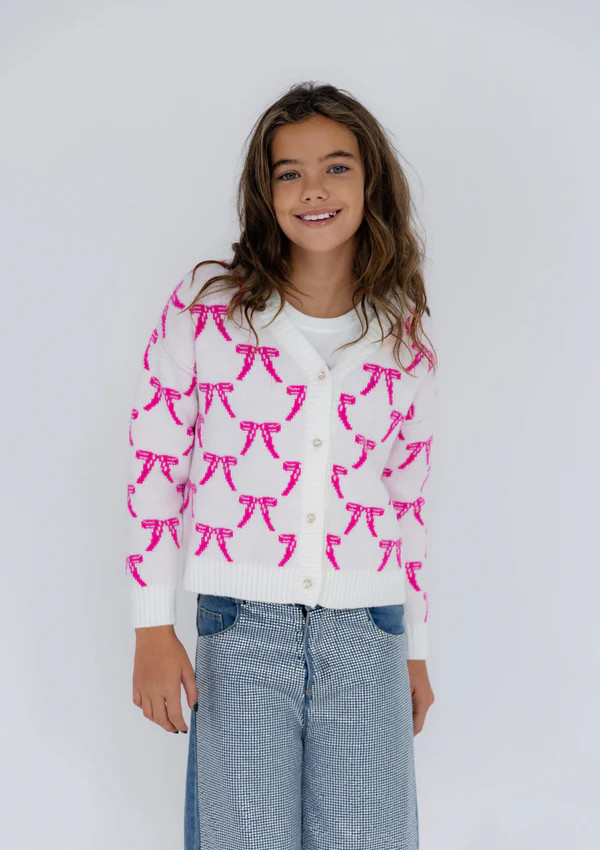 Pretty in Pink Bow Cardigan | Lola + The Boys