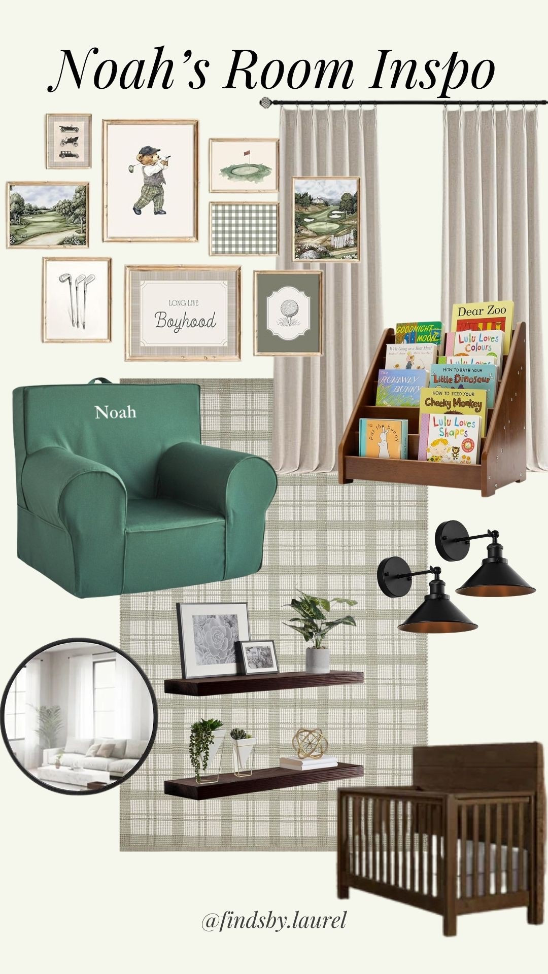 Noah’s big boy room inspo 💚⛳️ A cozy mix of vintage golf art, soft textures, and classic greens. This space is sweet, timeless, and ready to grow with him. All links are on my LTK!

🛏 Crib, reading chair, gallery wall art, and more – everything you need for a boy’s room refresh is linked.

#BoysRoomDecor #ToddlerRoomIdeas #BigBoyRoom #GolfNursery #VintageKidsRoom #GreenRoomInspo #LTKkids #LTKhome #ToddlerRoomGoals #RoomInspo #ClassicKidsRoom #LTKbaby