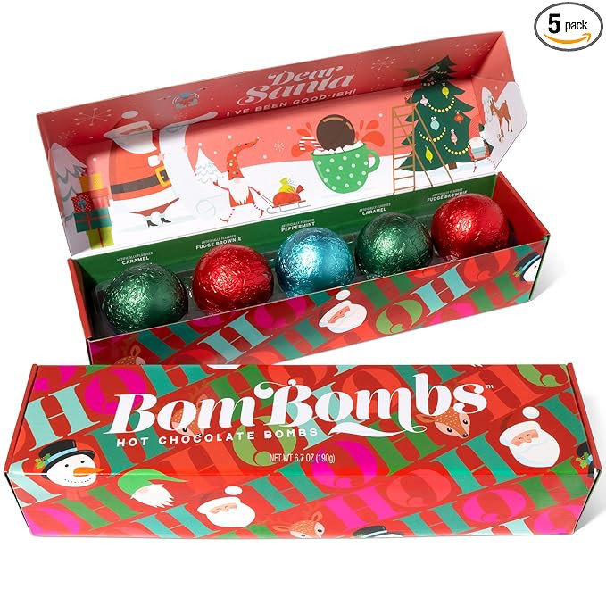 Bombombs Hot Chocolate Bombs, Christmas Theme Fudge Brownie, Salted Caramel and Peppermint Hot Co... | Amazon (US)
