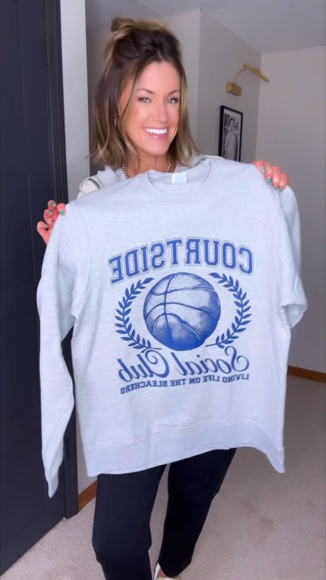 Calling all basketball moms 🏀 
Sweatshirt/ medium 
Pants sold out. Linked similar that I also own and love  
Sneakers/ tts 
Purse / medium size 

#LTKSeasonal #LTKStyleTip