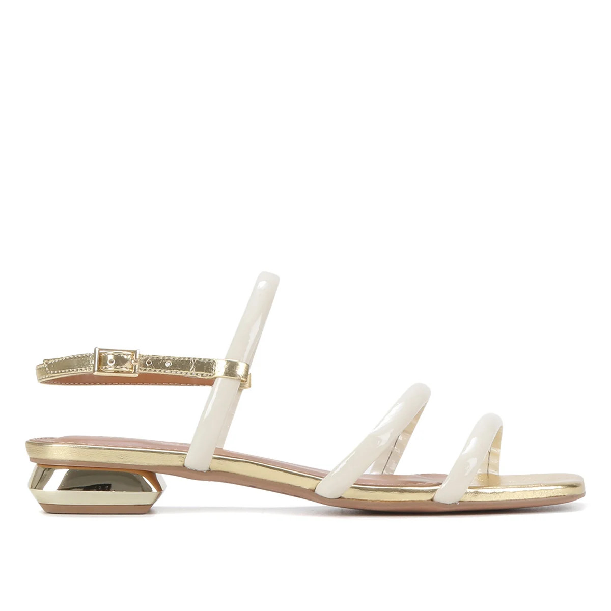 Rasteira Shoestock Tiras Salto Metal - Off White | Zattini (BR)