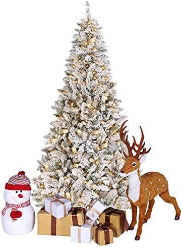 VEIKOU 7.5ft Artificial Christmas Tree Premium Snow Flocked Hinged Pine Tree with Foldable Metal ... | Amazon (US)