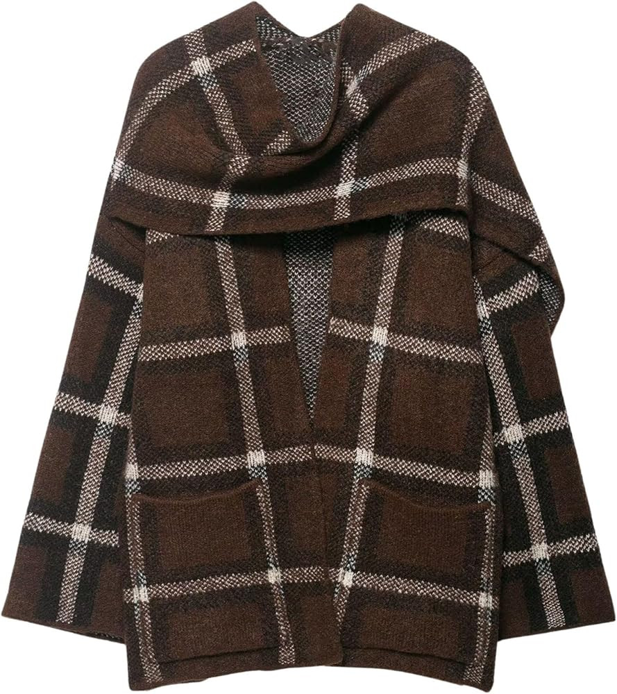 Chevara Women’s Oversized Trendy Plaid Cardigan Long Sleeve Open Front Checkered Jacket With Sc... | Amazon (US)