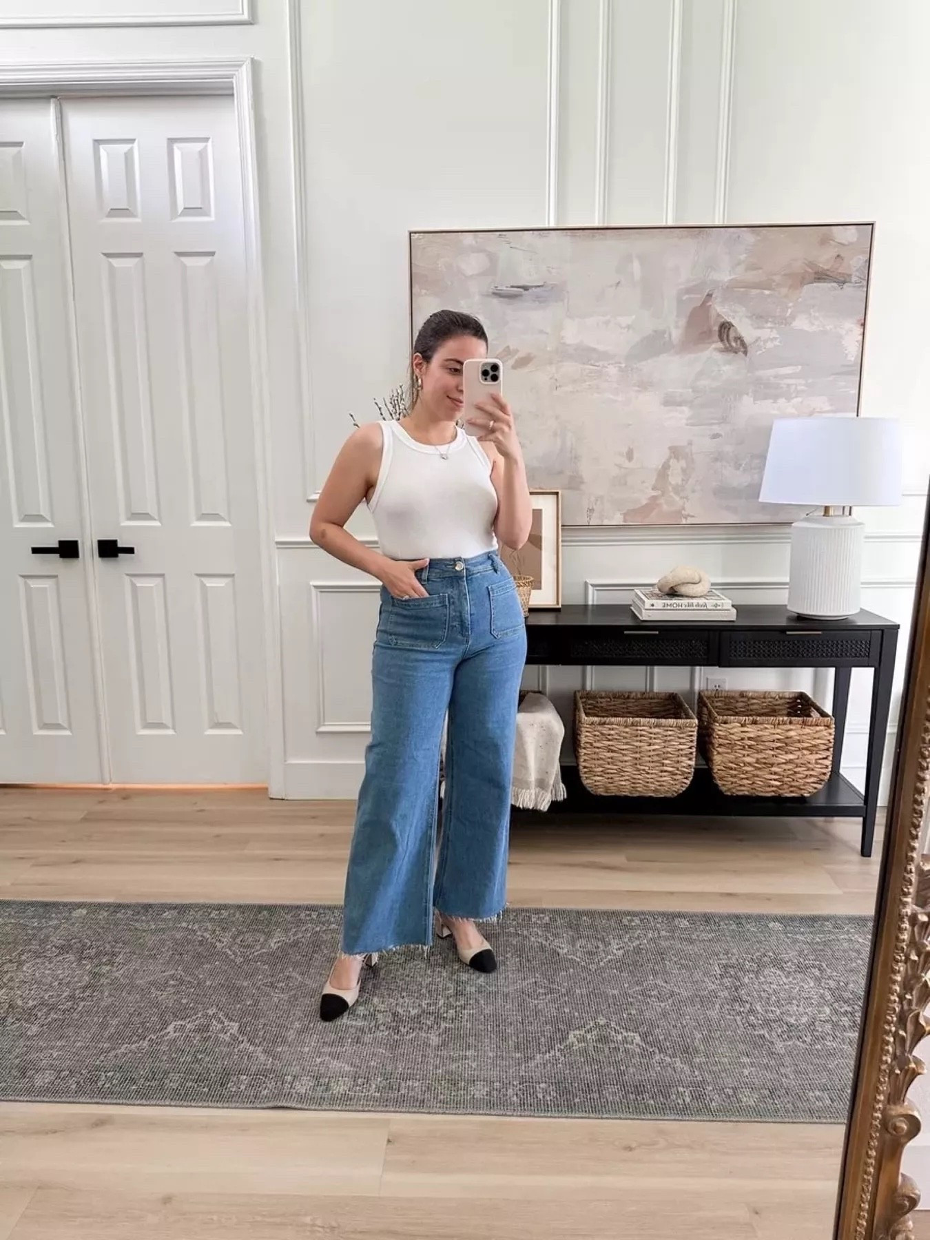 This is my formula for an easy casual outfit — wide leg jeans, ribbed tank, and block heels with a little inspired edge.

casual outfit idea, petite fashion, everyday style, basic outfit, warm weather look

#LTKootd #LTKPetite #LTKU