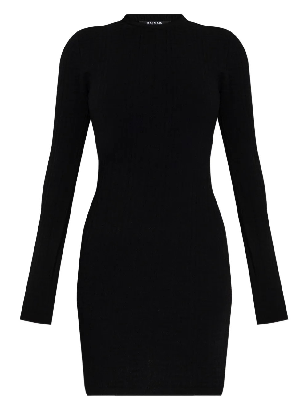 Balmain ribbed long-sleeve dress - Black | Farfetch Global