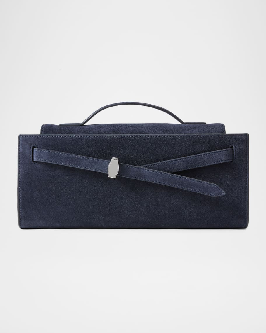 Veronica Beard Dash Belted Suede Clutch Bag | Neiman Marcus