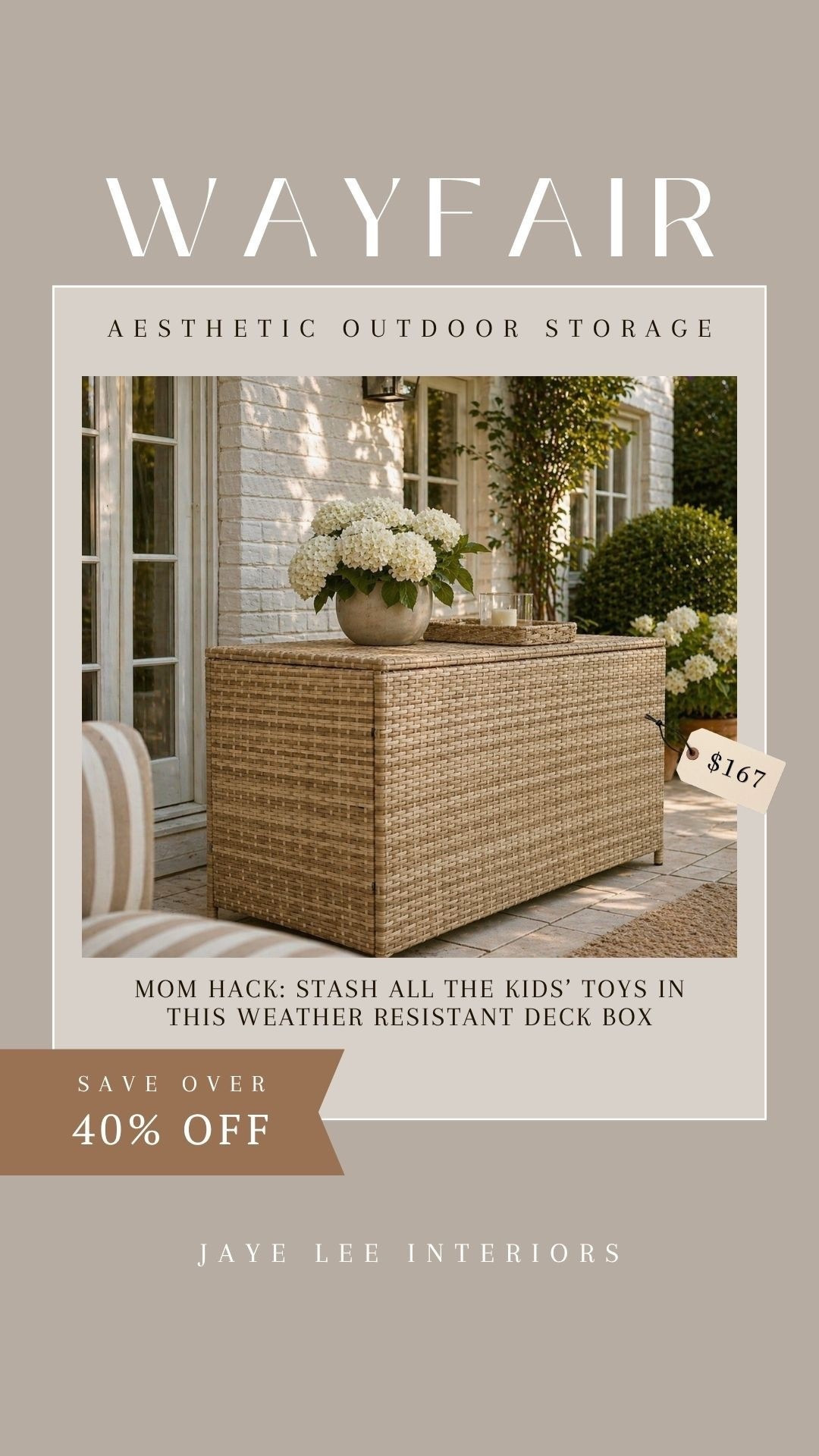 The most aesthetic way to corral all that backyard clutter, (like gardening supplies, BBQ or furniture covers, kid's toys, dog toys, extra cushions, pool supplies, etc.) = A gorgeous deck box that enhances your backyard design! 
This one looks fab and there are so many others to choose from on Wayfair! Don't miss the Way Day Sale! #patiostorage #poolstorage #backyardrefresh #storageandorganization #pooltoys #outdoorstorage #outdoorfurniture #jleeinteriors 

 #LTKmomlife #LTKHome #LTKSaleAlert