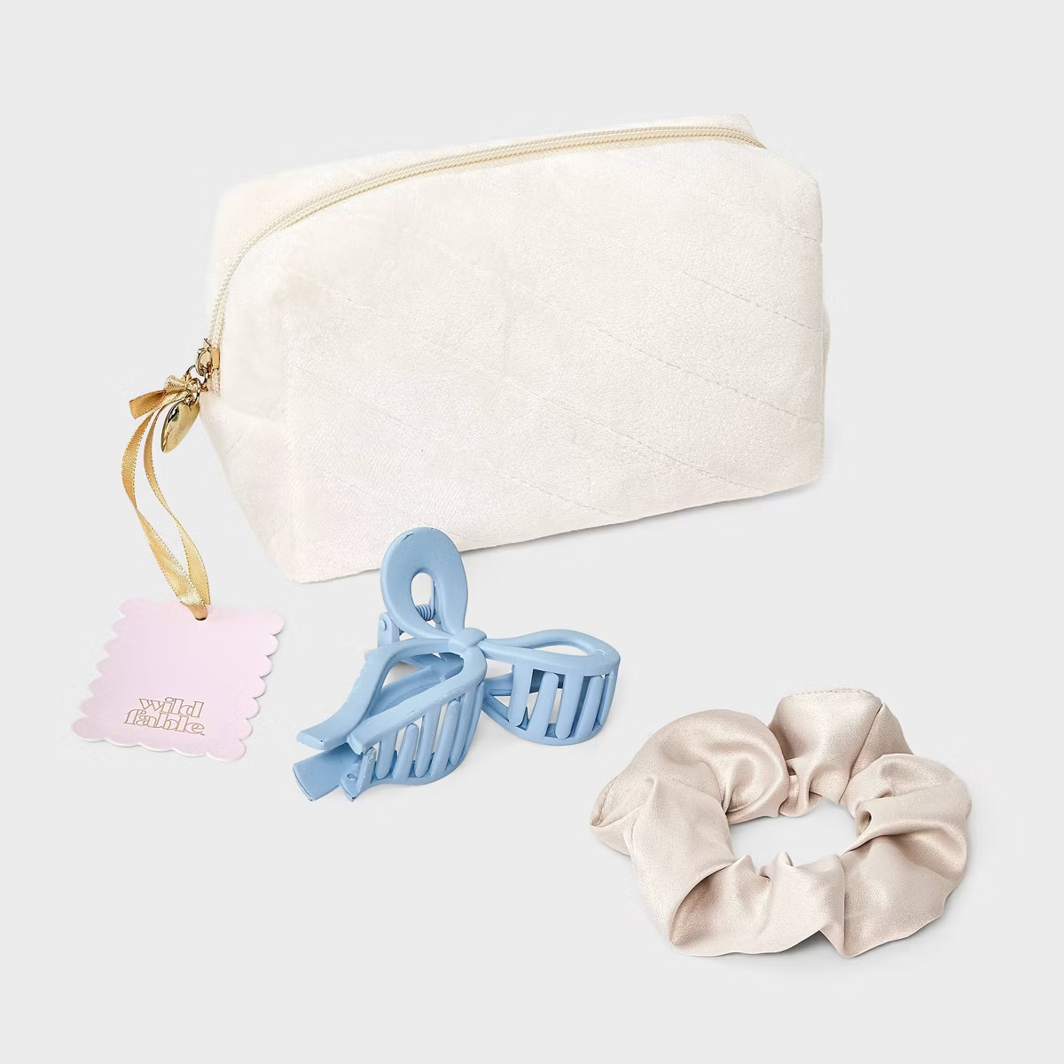 Fleece Pouch Hair Bow Claw Clip Satin Hair Twister Spa Set - Wild Fable™ Pink | Target