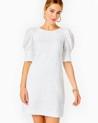Women's Knowles Dress in White Size Medium, Knit Pucker Jacquard - Lilly Pulitzer | Lilly Pulitzer