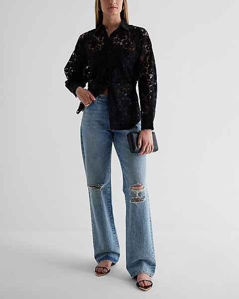 Lace Boyfriend Portofino Shirt | Express