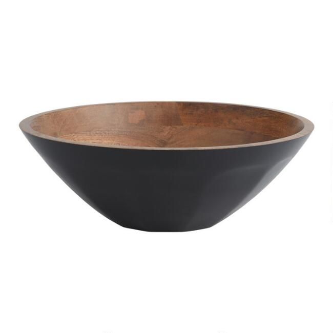 Black Two Tone Wood Serving Bowl | World Market