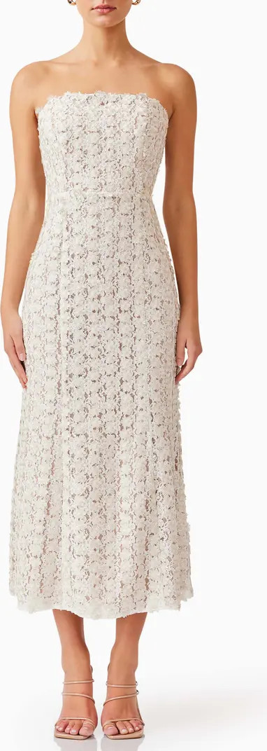 Cali Strapless Lace Midi Dress | Nordstrom