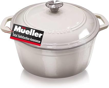 Mueller 6 Quart Enameled Cast Iron Dutch Oven, Dual Handles, Stainless Knob - For Braising, Stews... | Amazon (US)