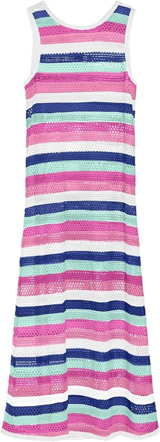 Caracilia Women Swimsuit Cover Up Summer Sleeveless Striped Crochet Knit Swim Bathing Suit Swimwe... | Amazon (US)