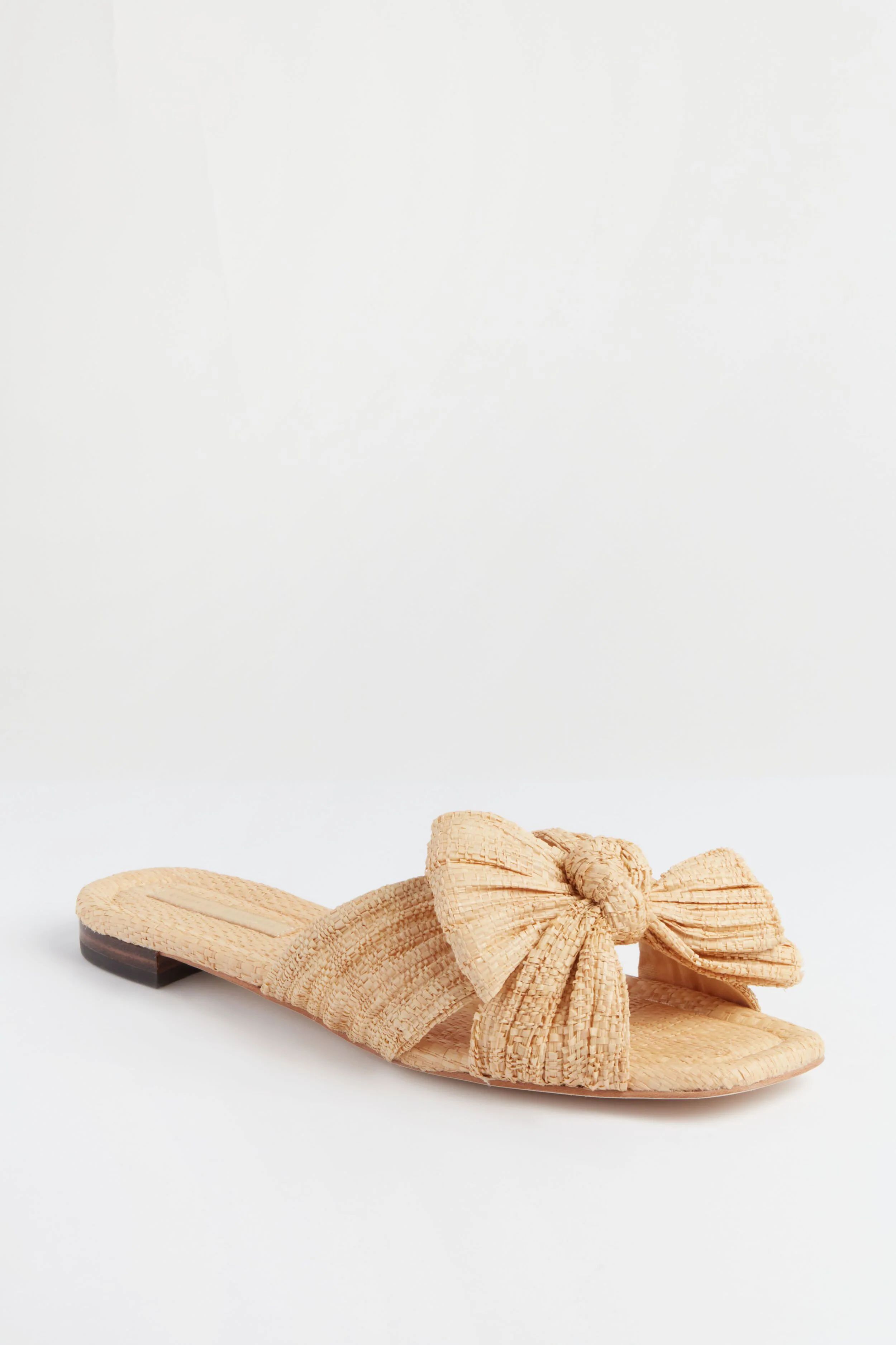 Natural Pleated Straw Daphne Knot Flat Sandal | Tuckernuck (US)