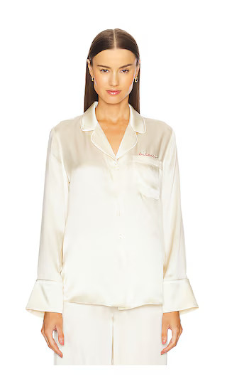 by Marianna Tay Silk Pajama Top in Beige | Revolve Clothing (Global)