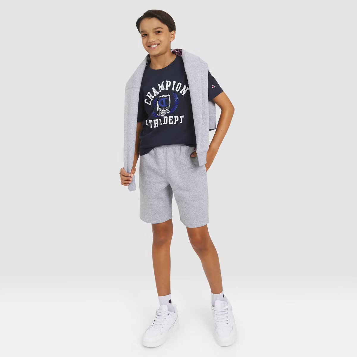 Champion Kids' Signature Fleece Shorts - Heather Gray L | Target