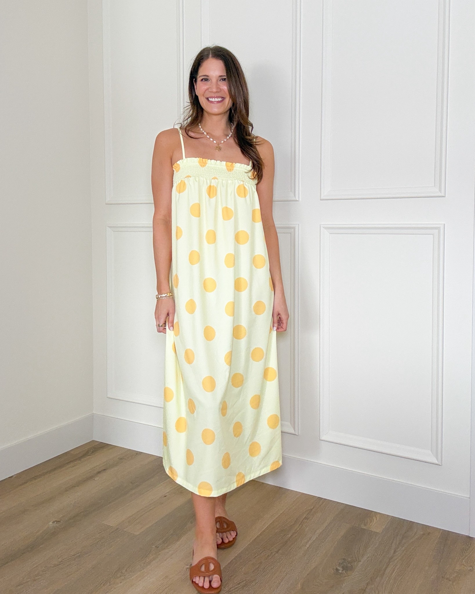 This polka dot maxi is such a fun spring piece. The soft yellow with the flowy fit feels light and feminine, and it is one of those dresses you can just throw on and go. Perfect for vacations, brunch, or any warm weather plans. Polka dot dress, Yellow maxi dress, Spring dresses, Vacation outfits, Casual dresses, Everyday style, Feminine outfits, Easy outfits, Warm weather outfits, Stang and Co

#LTKTravel #LTKTall #LTKSeasonal