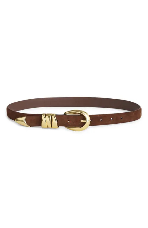 Madewell Triple Keeper Suede Belt in Soft Mahogany at Nordstrom, Size Large | Nordstrom