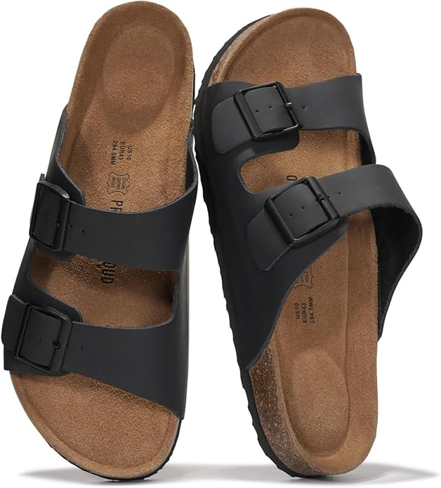 Project Cloud 100% Genuine Leather Mens Sandals - Memory Foam Insole & Cork Footbed Slides for Me... | Amazon (US)