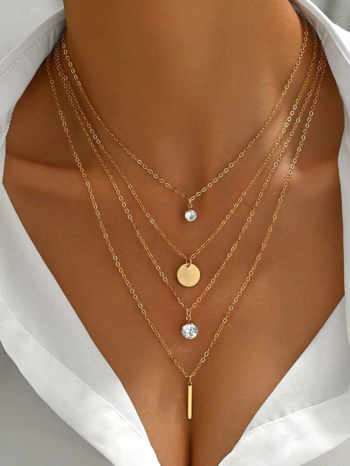 Classic And Fashionable Cubic Zirconia Layered Necklace For Women | SHEIN USA | SHEIN
