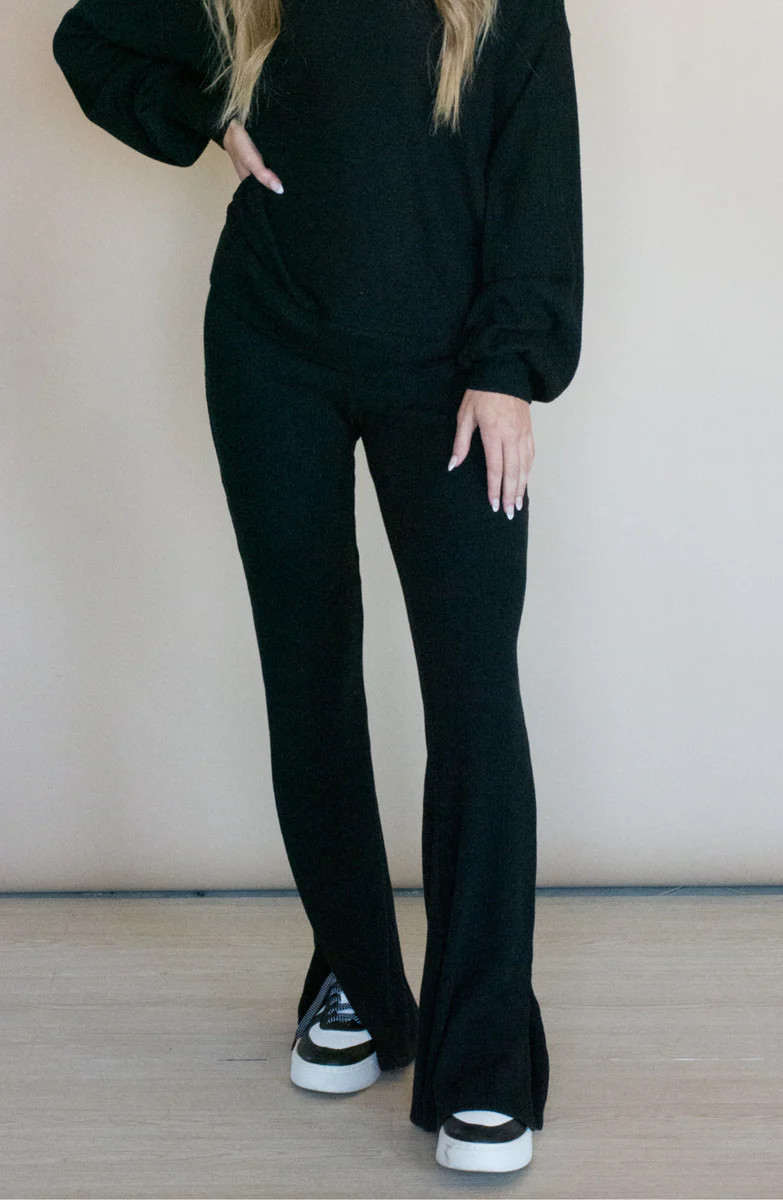 Cozy All Over Black Knit Sweatpant | Apricot Lane Boutique