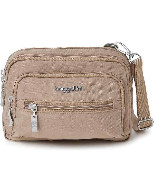 Baggallini Triple Zip Small Crossbody Bag for Women - 8x6 inch Convertible Fanny Pack Belt Bag - ... | Amazon (US)