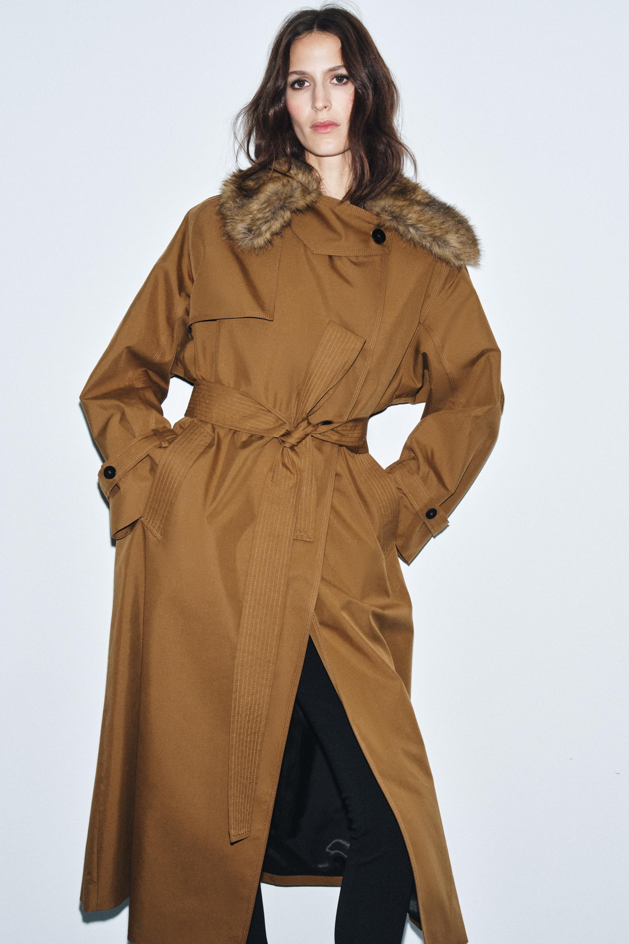 TRENCH COAT WITH FAUX FUR COLLAR ZW COLLECTION LIMITED EDITION | Zara AU