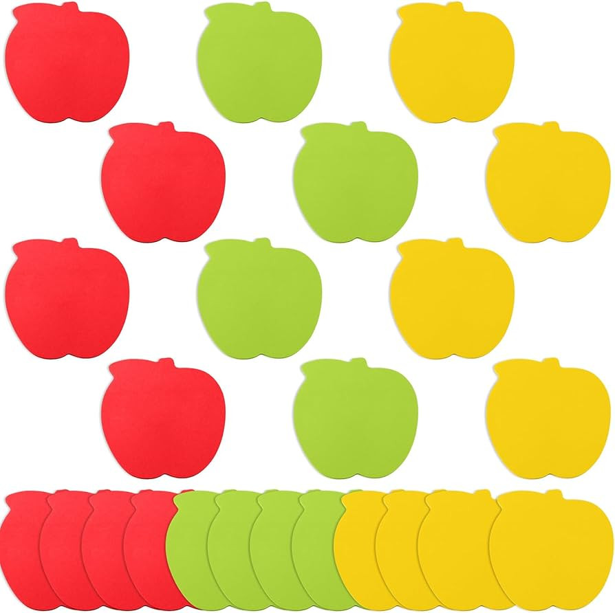 24 Pads Apple Shaped Teacher Sticky Notes Pad, 3 Color Sticky Post Notes 2.9'' x 2.8'' Self Adhes... | Amazon (US)