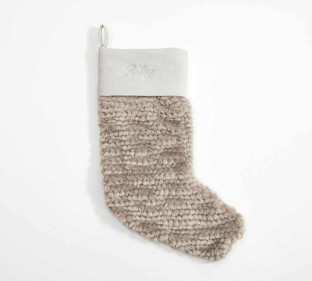 Honeycomb Faux Fur Stockings | Pottery Barn (US)