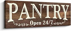 Pantry Sign Rustic Wood Color Canvas Wall art Print Sign 5.5x16.5 (Pantry, Brown) | Amazon (US)