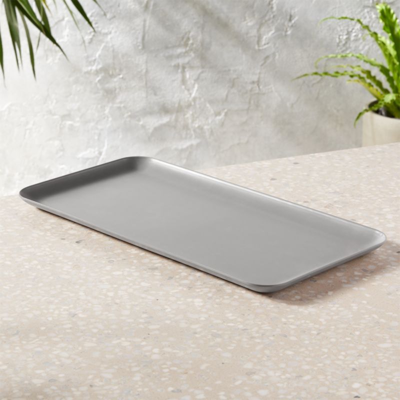 Pebble Matte Grey Rectangular Serving Platter + Reviews | CB2 | CB2