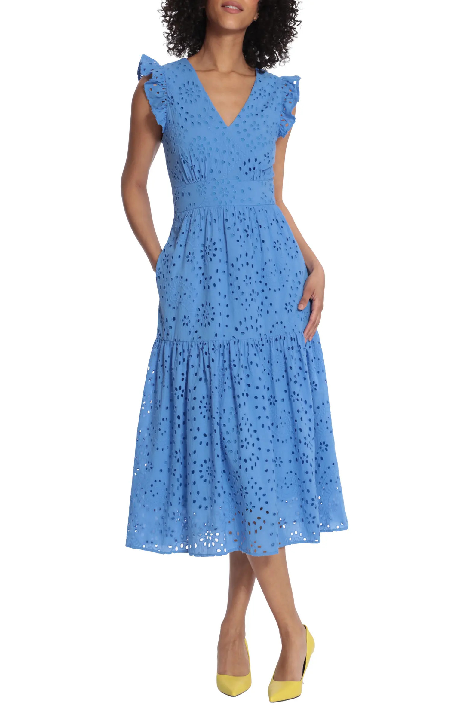 Cotton Eyelet Tiered Midi Dress | Nordstrom