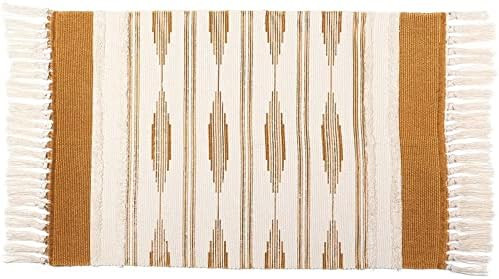 Yellow Bohemian Bathroom Rug with Tassels, Bohemian Style Mat (23.6 x 35 Inches) | Amazon (US)