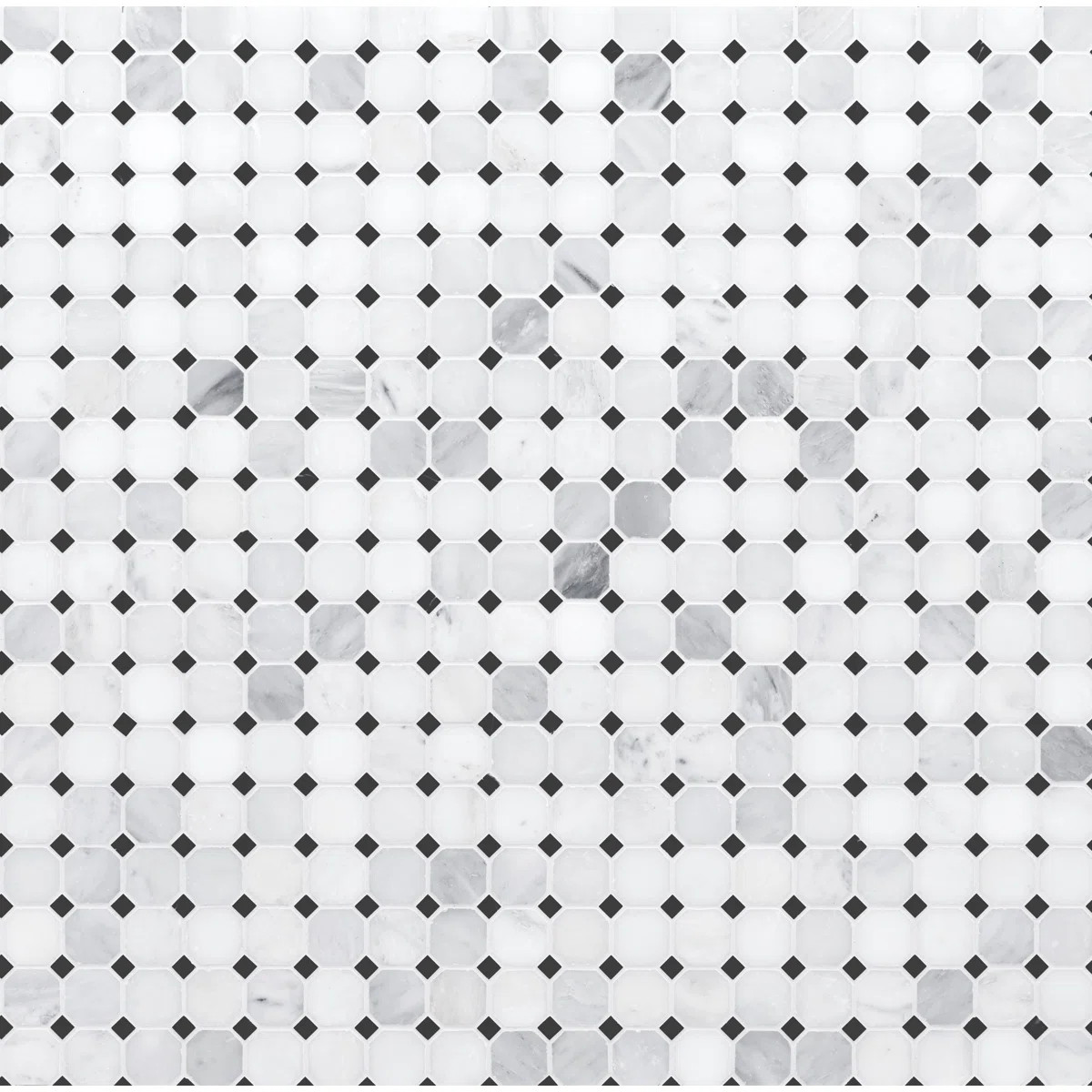 Arabescato Carrara 12.38 in. x 12.38 in. Marble Octagon Mosaic Wall and Floor Tile | Wayfair North America