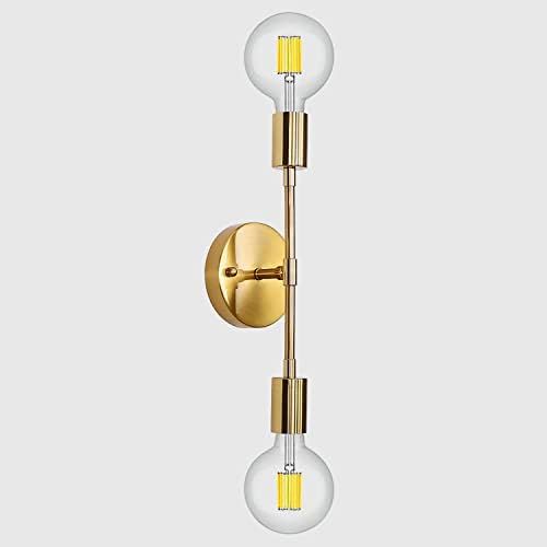 PINDODO Gold Bathroom Vanity Wall Light, Brass Modern Wall Sconce Gold 2 Light Vanity Light Fixture  | Amazon (US)