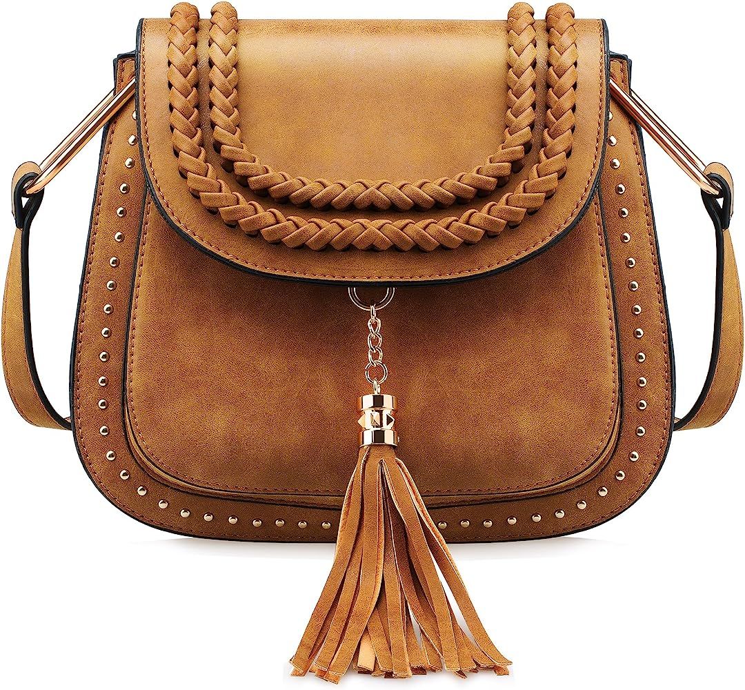 Crossbody Bags for Women Vintage Tassel Saddle Shoulder Bag Sling Bag Shopping Travel Satchel | Amazon (US)