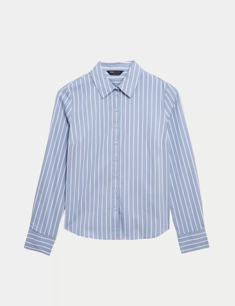 Cotton Rich Striped Fitted Shirt | Marks & Spencer (UK)