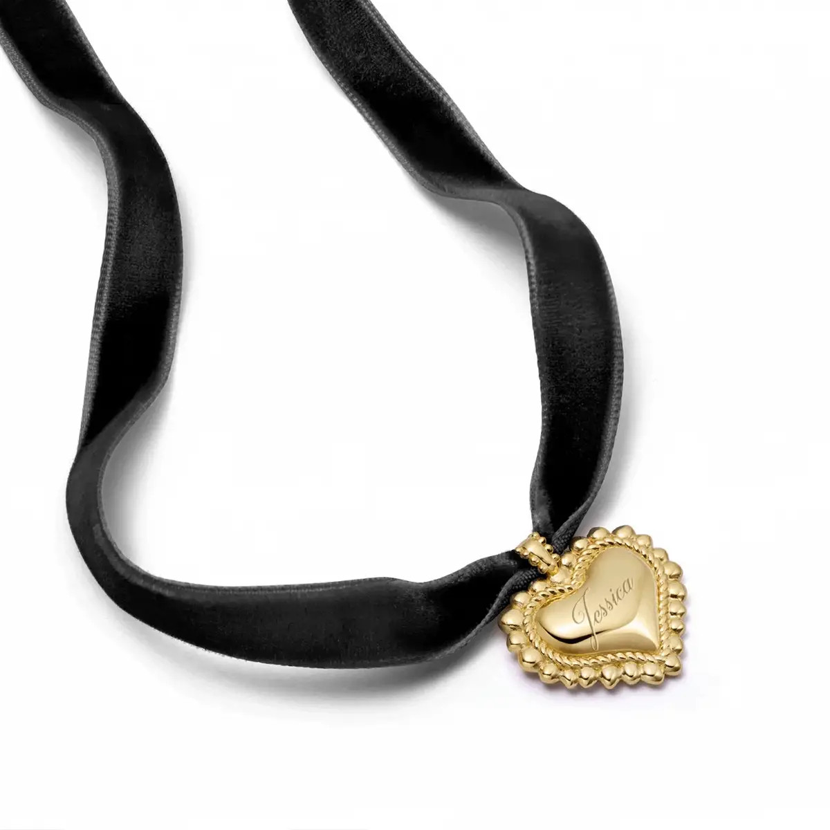 Engravable Bobble Heart Necklace 18ct Gold Plate | Daisy London Jewellery