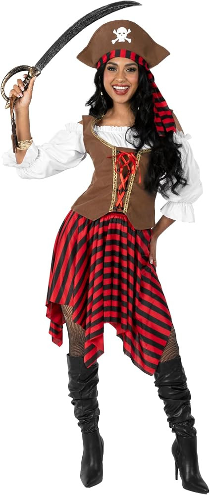 fun shack Women's Pirate Costume - Adult Pirate Wench Outfit for Halloween, Dress Up, Themed Part... | Amazon (US)