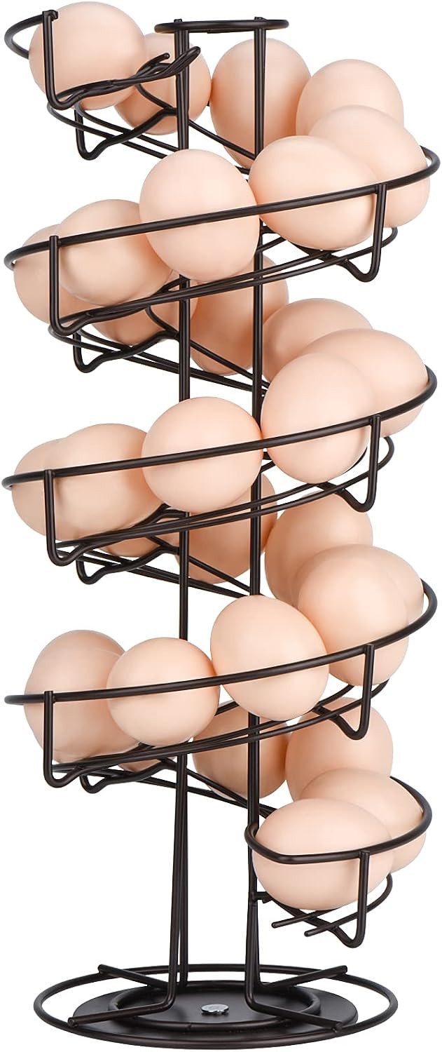 Toplife Spiral Design Metal Egg Skelter Dispenser Rack, Storage Display Rack, Brown | Amazon (US)