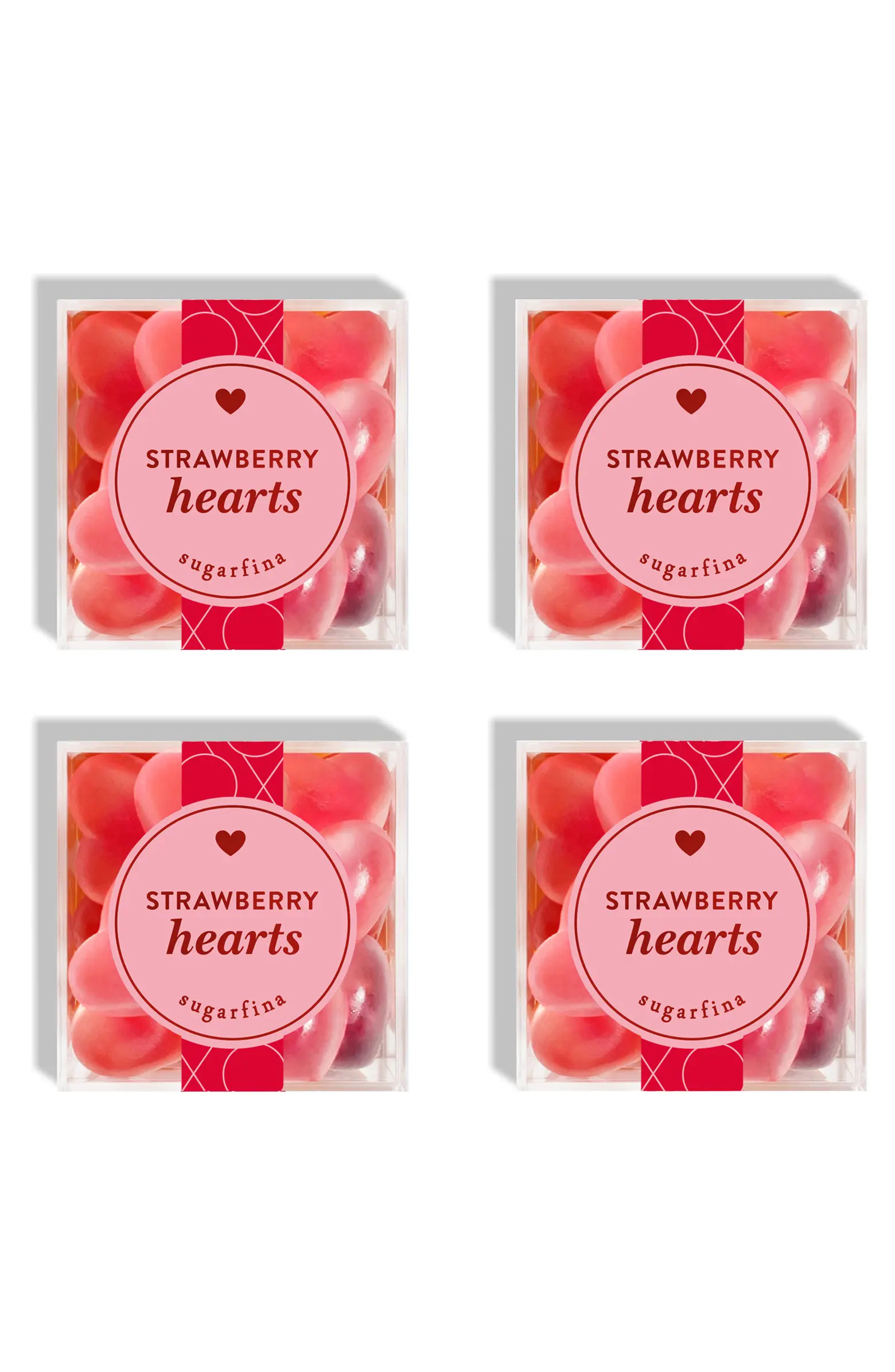 sugarfina Valentine's Day Set of 4 Strawberry Hearts Candy Cubes | Nordstrom | Nordstrom