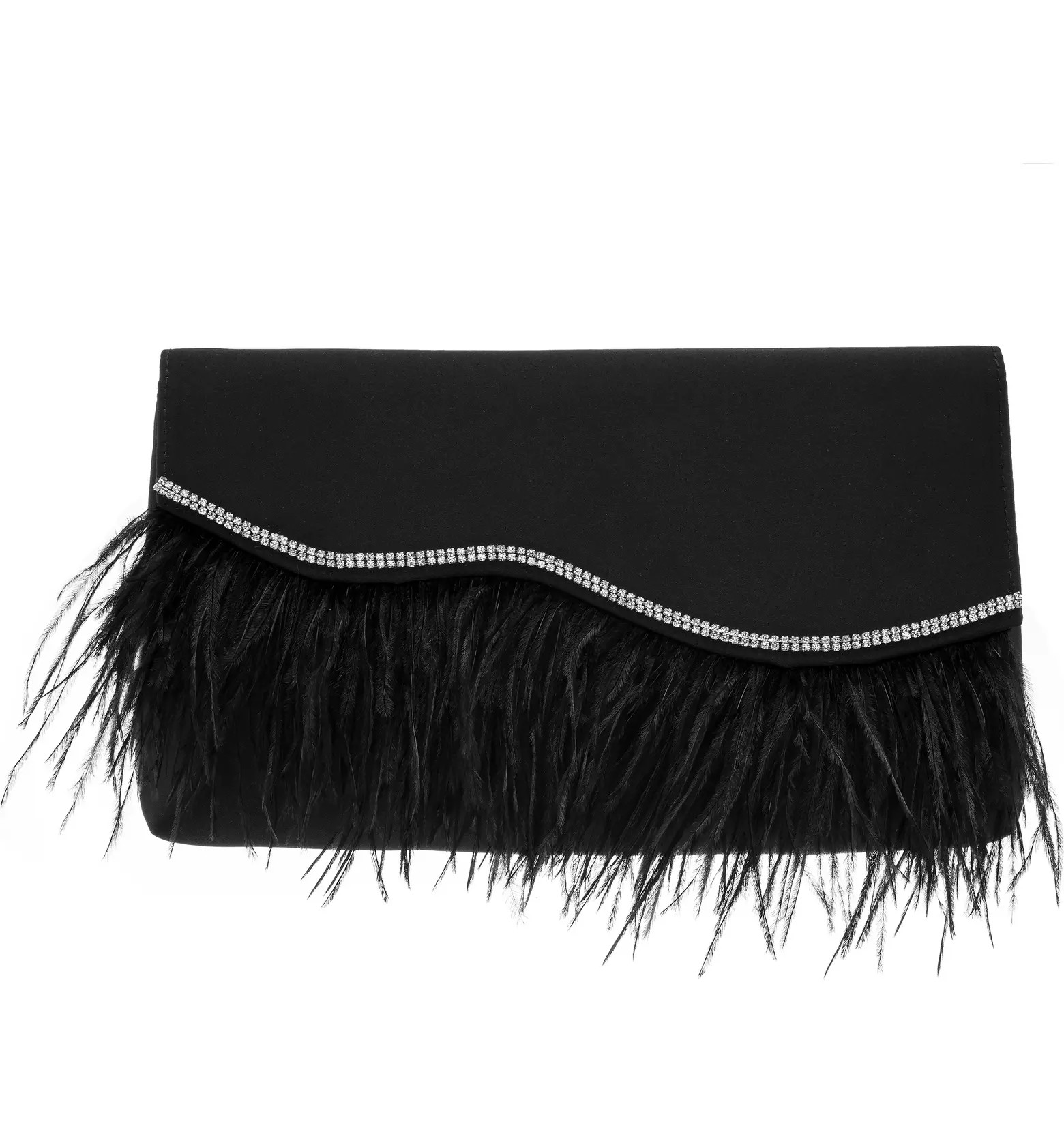 Nina Kaidy Feather Trim Satin Clutch | Nordstrom | Nordstrom