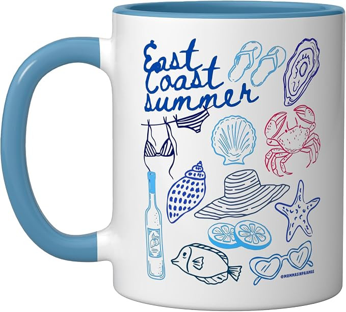 East Coast Summer Ceramic Mug, Blue/White | Amazon (US)