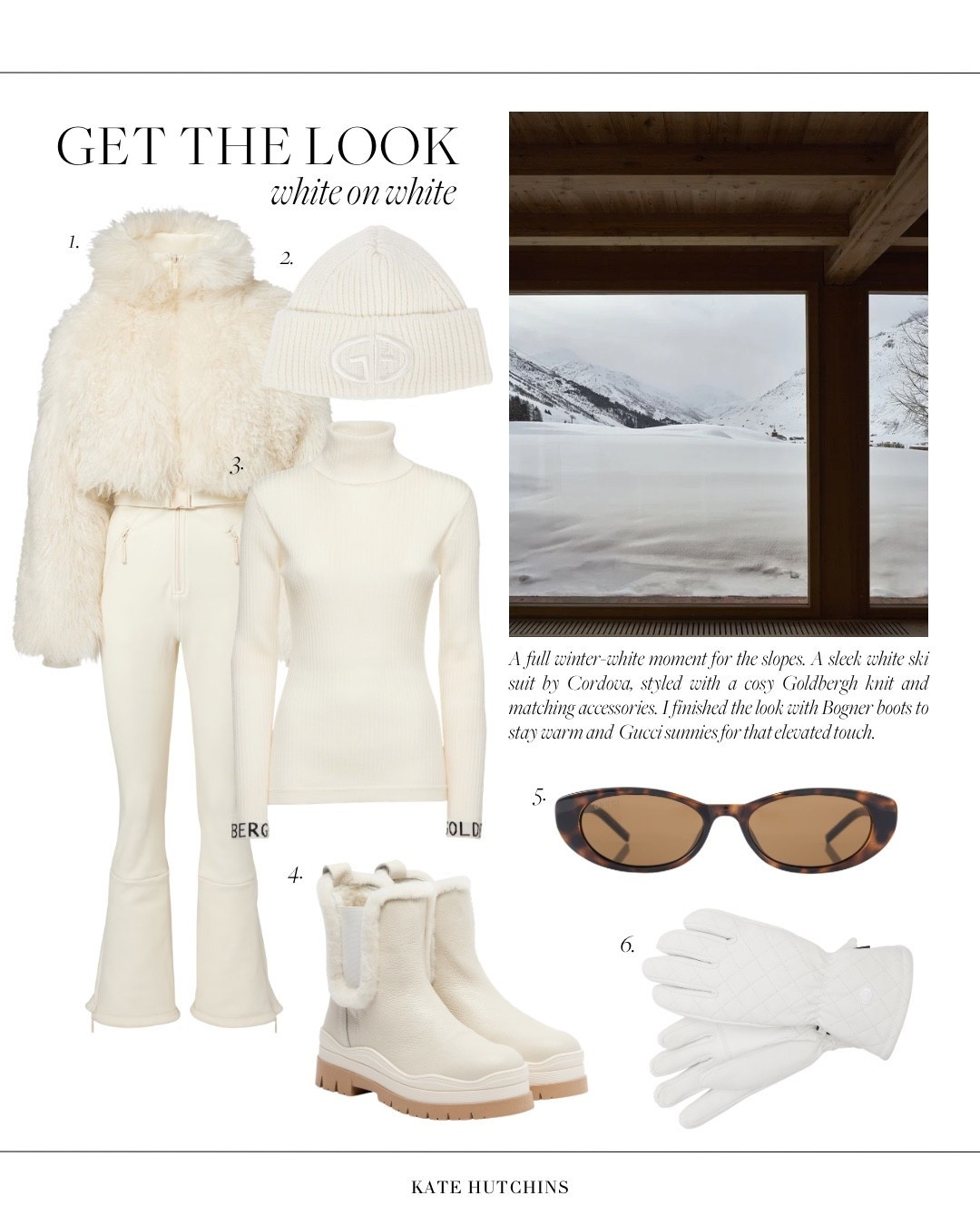 A full winter-white moment for the slopes . A sleek white ski suit by Cordova, styled with a cosy Goldbergh knit and matching accessories. I finished the look with Bogner boots for practicality and my favourite Gucci sunnies for that elevated touch. Crisp, clean and effortlessly chic in the snow 🤍❄️

#LTKwinter #LTKstyletip