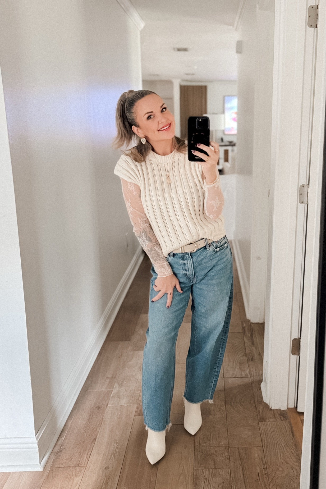 Perfect winter lunch date outfit! 

Petite style, denim, winter fashion, sweater weather, 

#petite 
#denim
#style

#LTKStyleTip #LTKFindsUnder100 #LTKWatchNow